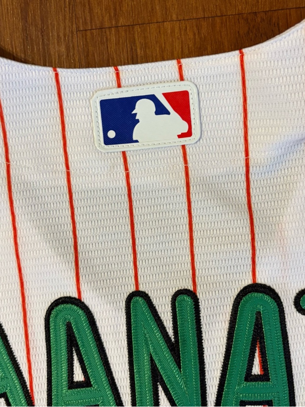 Nike White Pinstripe Phillies Phanatic Jersey with Green Mascot - Picture 9 of 9